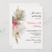 Boho Floral Birthday Uitnodiging (Voorkant / Achterkant)
