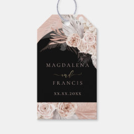 boho floral black arch bruiloft cadeaulabel