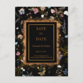 Boho Floral Black Butterfly Garden Bewaar de datum Briefkaart (Voorkant)