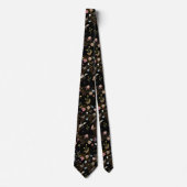 Boho Floral Black Butterfly Garden Stropdas (Voorkant)