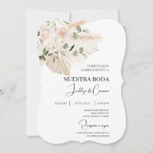 Boho Floral Blanc Faire-part de mariage espagnol