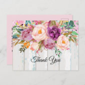 boho floral, bloem bedankt je kaart (Voorkant / Achterkant)