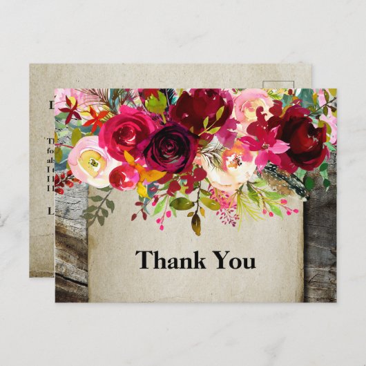 boho floral , bloemverjaardag bedankt uitnodiging briefkaart (Voorkant / Achterkant)
