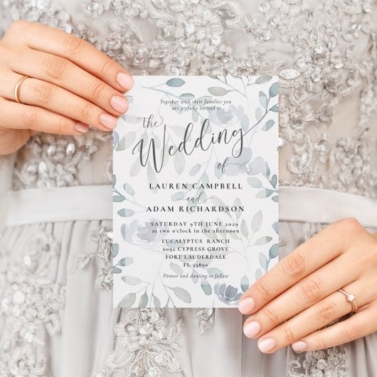 Boho Floral Blue Eucalyptus Weddenschap Kaart