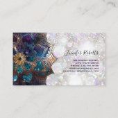 Boho Floral Blue Mandala Chic Glitter Visitekaartje (Achterkant)