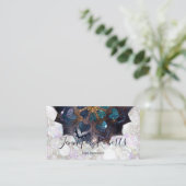 Boho Floral Blue Mandala Chic Glitter Visitekaartje (Staand voorkant)