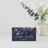 Boho Floral Blue Mandala Chic Sparkle Stars Visitekaartje (Staand voorkant)