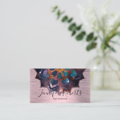 Boho Floral Blue Mandala Chic Yoga Instructor Visitekaartje (Staand voorkant)