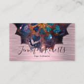 Boho Floral Blue Mandala Chic Yoga Instructor Visitekaartje (Voorkant)