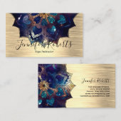 Boho Floral Blue Mandala Chic Yoga Instructor Visitekaartje (Voorkant / Achterkant)