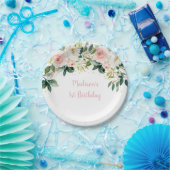 Boho Floral Blush Gold Birthday Papieren Bordje (Feest)