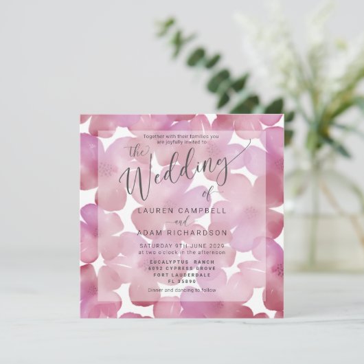 Boho Floral Blush Pink Waterverf Wedding Invite (Staand voorkant)