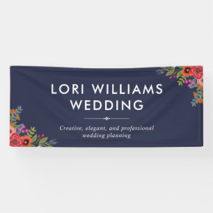 Boho Floral Boeketten - Navy Blue - Bedrijfsnaam Spandoek