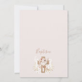 Boho Floral Bois Croix Baptême Invitation (Dos)