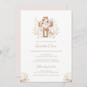Boho Floral Bois Croix Baptême Invitation (Devant / Derrière)