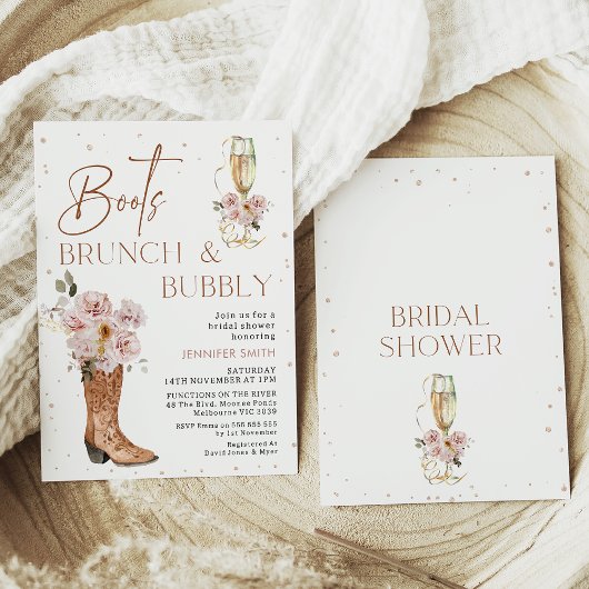 Boho Floral Boot Brunch Bubble Vrijgezellenfeest Kaart