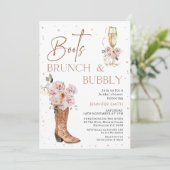 Boho Floral Boot Brunch Bubble Vrijgezellenfeest Kaart (Staand voorkant)