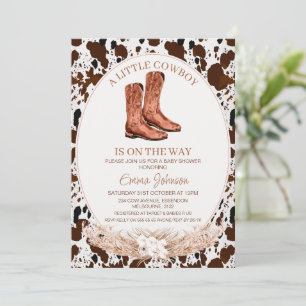 Boho Floral Boots Cowboy Koeienhuid Baby shower Kaart