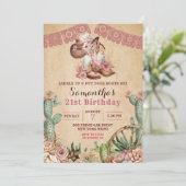 Boho Floral Boots Cowgirl Anniversaire Invitation (Debout devant)