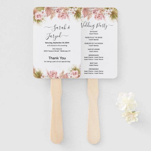 Boho Floral Border Handwaaier (Voorkant en achterkant)