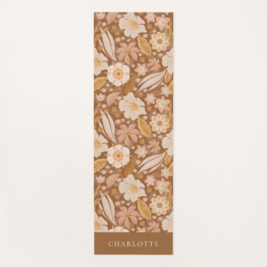 Boho Floral Botanical Personalized Yogamat (Voorkant)