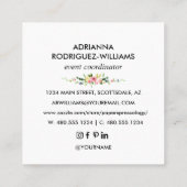 Boho Floral Bouquet Carte de visite Carré (Dos)