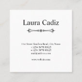 Boho Floral Bouquet Monogram Blauw Vierkante Visitekaartje (Achterkant)