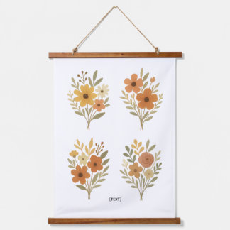 Boho Floral Bouquet Wall Tapestry | Add Text Hangend Wandkleed