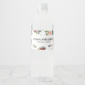 Boho Floral Bourgogne Étiquette de bouteille d'eau (Devant)