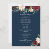 Boho Floral Bourgogne Programme de mariage de la m (Dos)