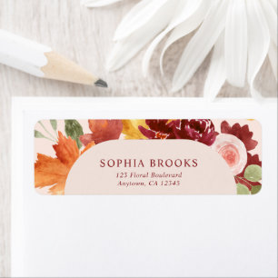 Boho Floral Bourgondië Fall Wedding Retouradres Etiket
