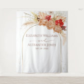 Boho Floral bruiloft achtergrond | terracotta Wandkleed (Voorkant)