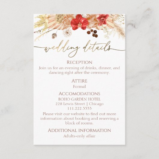 Boho Floral bruiloft details | RSVP | QR-code Informatiekaartje (Voorkant)