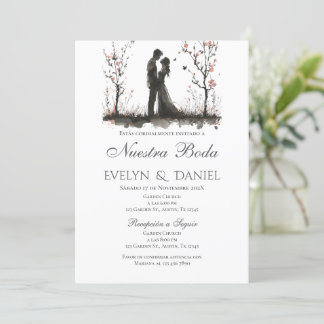 Boho Floral bruiloft uitnodiging in het Spaans