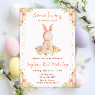 Boho Floral Bunny Birthday Kaart