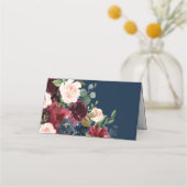 Boho Floral Burgundy Blush Place Cards (Achterkant)