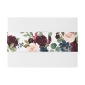 Boho Floral Burgundy Invitation Belly Band Uitnodigingen Wikkel (Achterkant Voorbeeld)