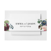 Boho Floral Burgundy Invitation Belly Band Uitnodigingen Wikkel (Voorkant Voorbeeld)