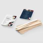 Boho Floral Burgundy Wedding Programme Fan Hand Handwaaier (Niet-gemonteerd)