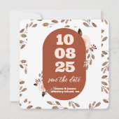 Boho Floral Burnt Orange Enregistrer la carte Date (Devant)