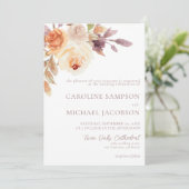 Boho Floral Burnt Orange Fall Wedding Invitation (Debout devant)