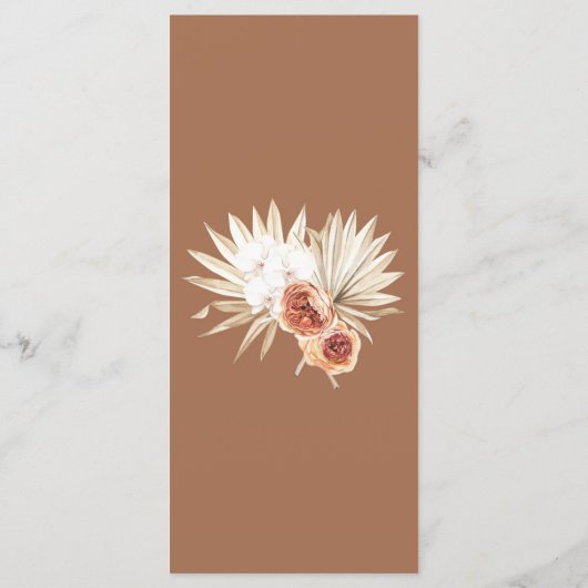 Boho Floral Burnt Orange Menu Mariage (Dos)