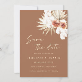 Boho Floral Burnt Sinaasappel Save the Date Kaart