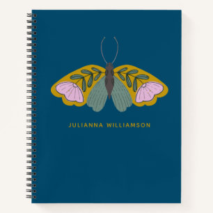 Boho Floral Butterfly Illustration Personalized Notitieboek