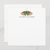 Boho Floral Butterfly Illustration Personalized Notitiekaartje (Voorkant / Achterkant)