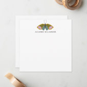 Boho Floral Butterfly Illustration Personalized Notitiekaartje (Voorkant / Achterkant in situ)