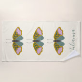 Boho Floral Butterfly Illustration Personalized Strandlaken (Voorkant)