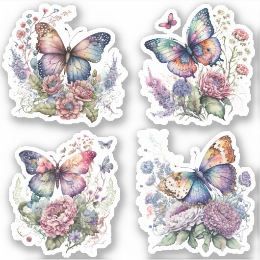 Boho floral Butterfly Sticker Bohemian Esthétique (Devant)