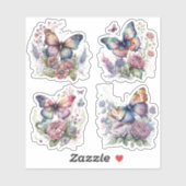 Boho floral Butterfly Sticker Bohemian Esthétique (Feuille)