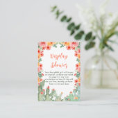 Boho Floral Cactus Display Baby Shower Informatiekaartje (Staand voorkant)
